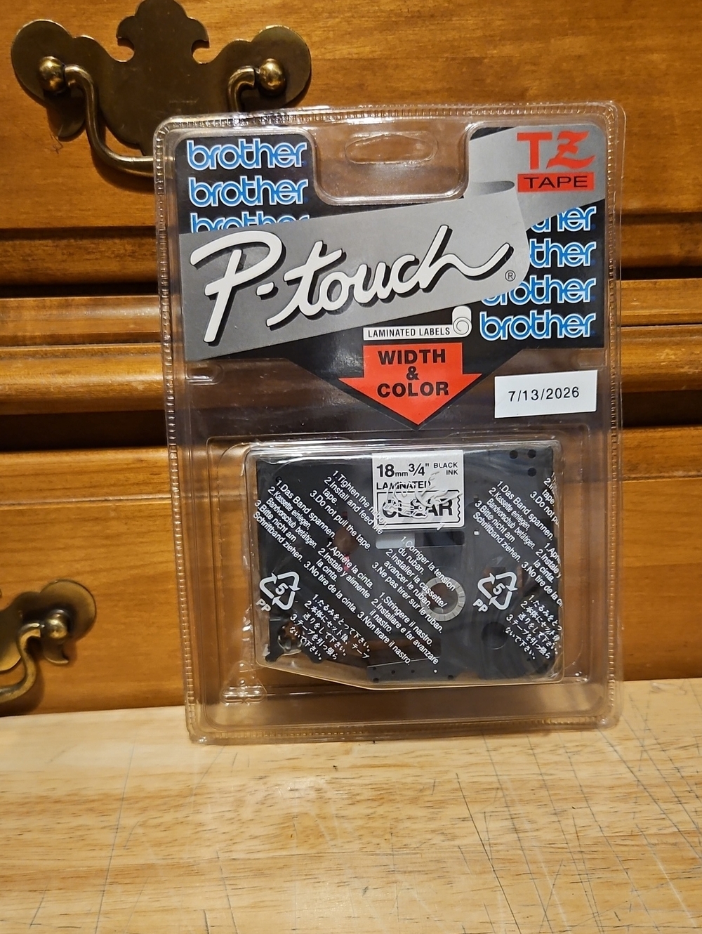 Brother P-touch Laminated Label Tape - Black on Clear
